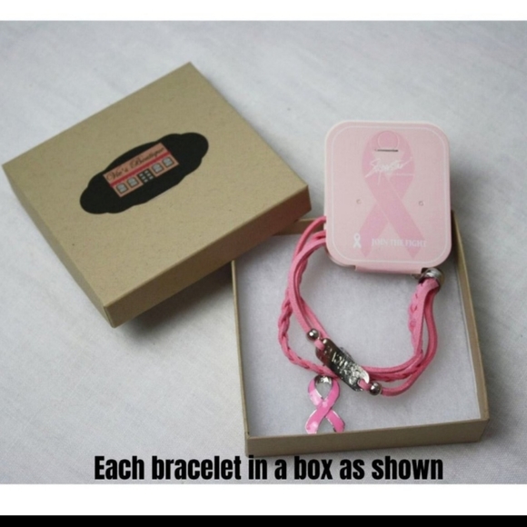 Charm Bracelet Breast Cancer Ribbon w/box - Picture 2 of 5